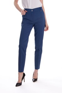 SPODNIE MATERIAŁOWE KLASYCZNE Z GUMKĄ ROYAL BLUE