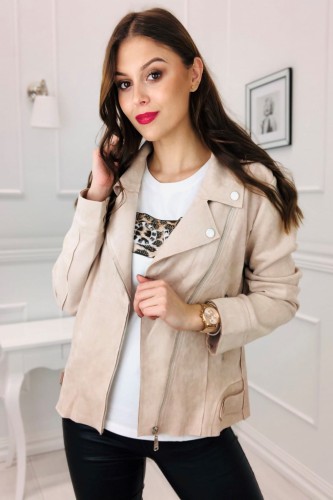 dłuższa kurtka ramoneska ze sztucznego zamszu