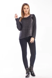 sweter z koronkowym lampasem