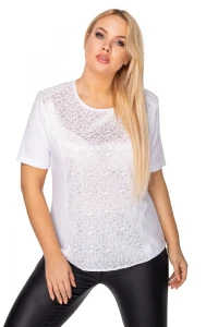 elegancka bluzka z gipiurową wstawką